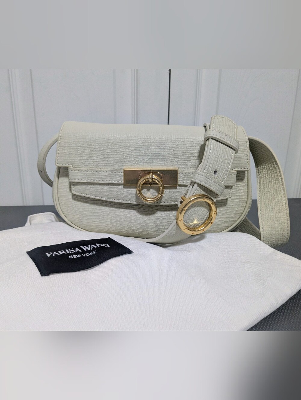 Parisa Wang Grace Crossbody Cream Belt Bag